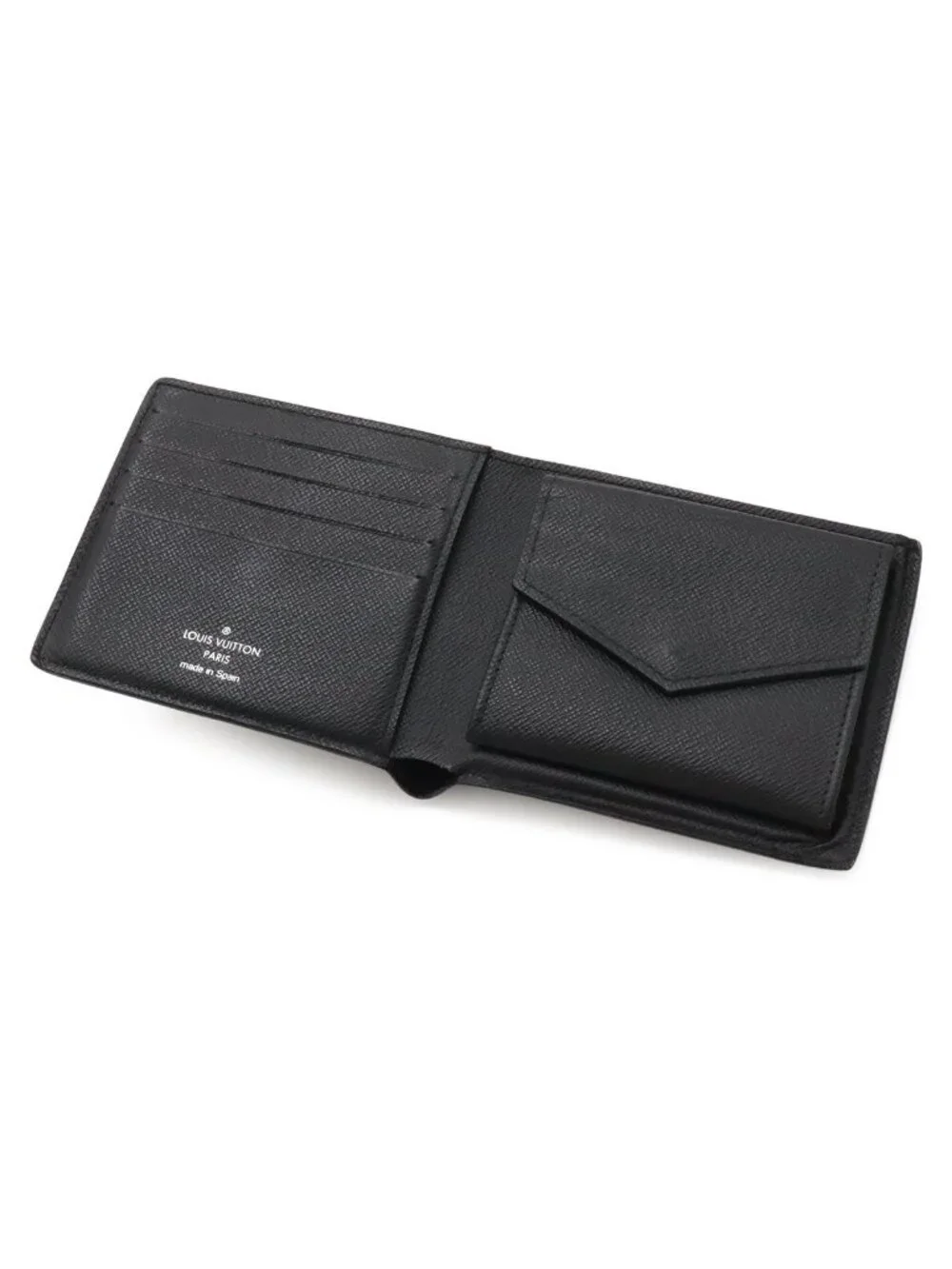 Louis Vuitton Taiga Portefeuille Marco NM Bifold Wallet Leather Noir Black